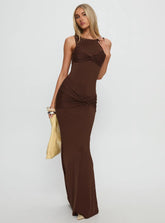 Pivotal Twist Detail Maxi Dress Brown